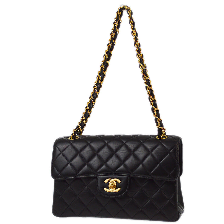 Chanel 1996-1997 Black Lambskin Double Sided Classic Flap Shoulder Bag