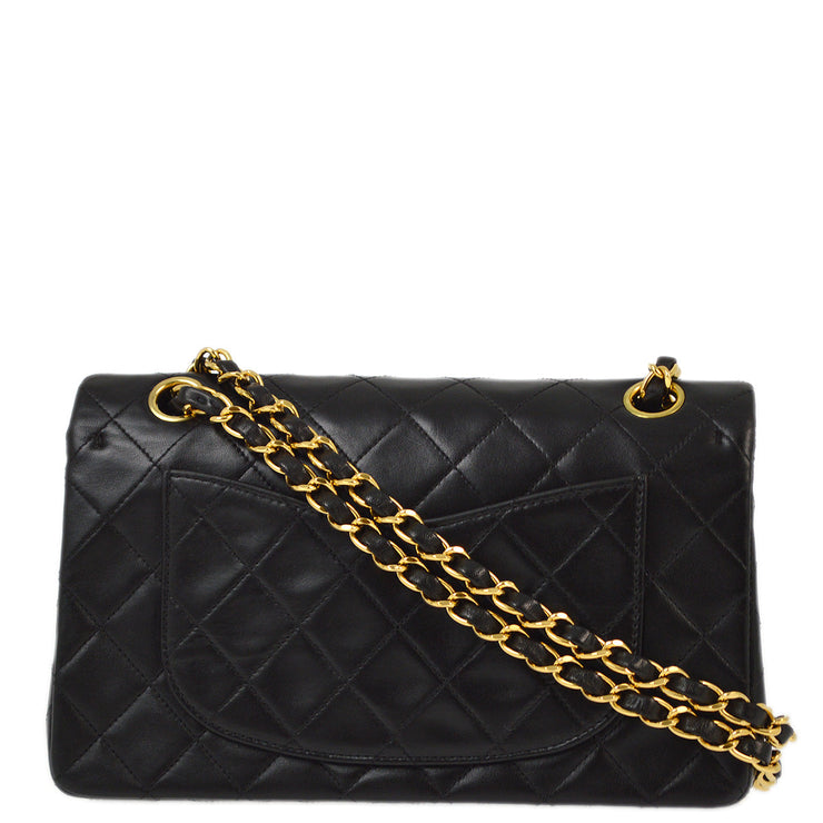 Chanel 1997-1999 Black Lambskin Small Classic Double Flap Shoulder Bag