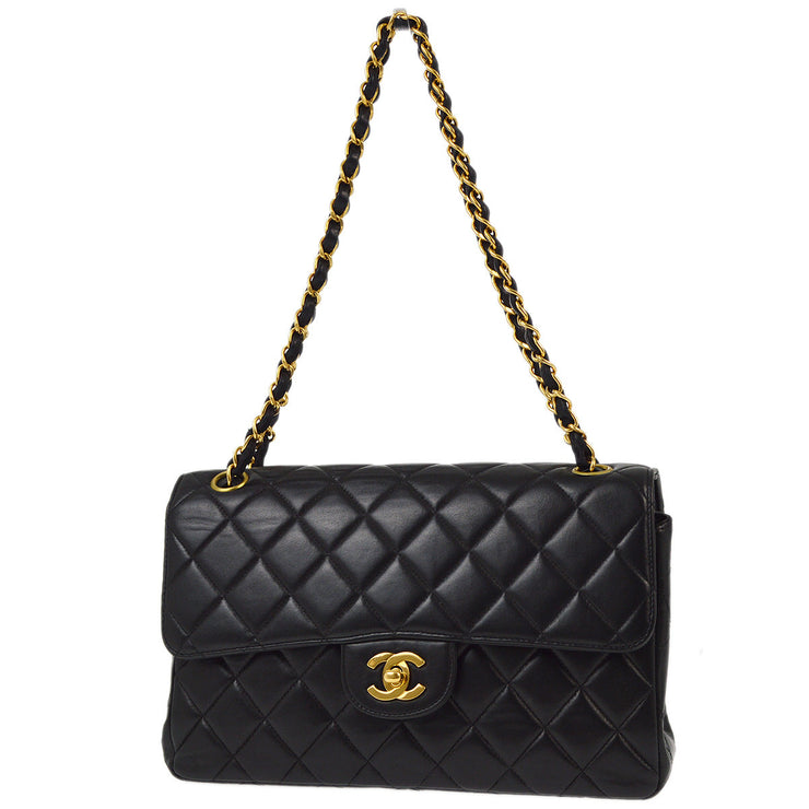 Chanel 1996-1997 Black Lambskin Double Sided Classic Flap Shoulder Bag