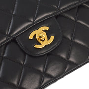 Chanel 1996-1997 Black Lambskin Double Sided Classic Flap Shoulder Bag