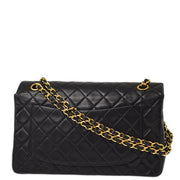 Chanel 2008-2009 Black Lambskin Classic Single Flap Double Chain Shoulder Bag