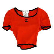 Chanel Cropped T-shirt Top Red 95P #34