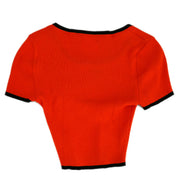 Chanel Cropped T-shirt Top Red 95P #34