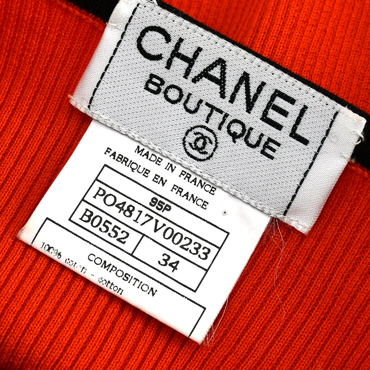 Chanel Cropped T-shirt Top Red 95P #34