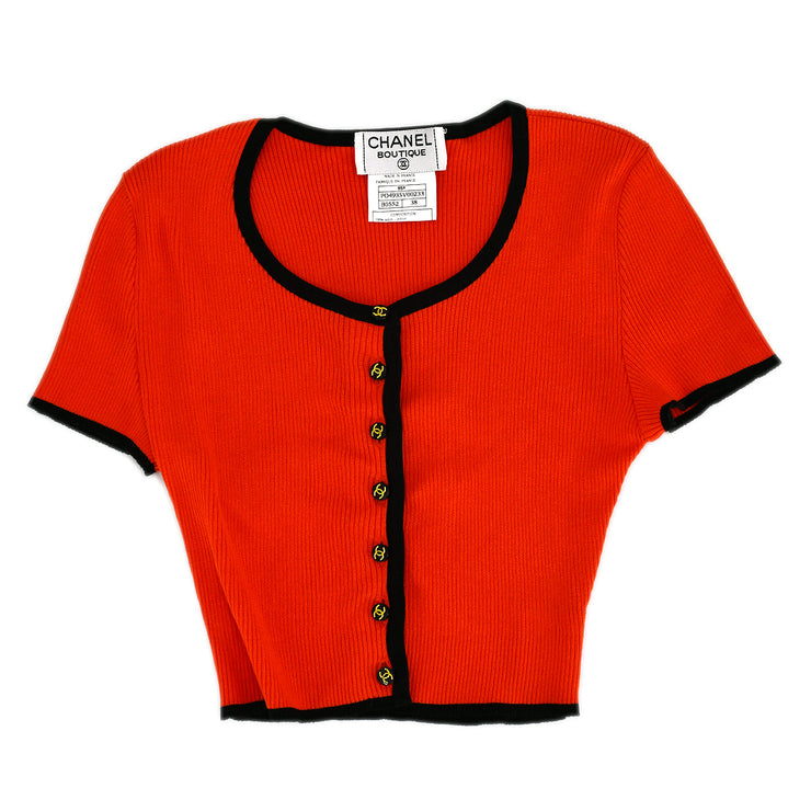 Chanel Cardigan Top Red 95P #38