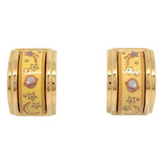 Hermes Gold Enamel Cloisonne Ware Earrings Clip-On