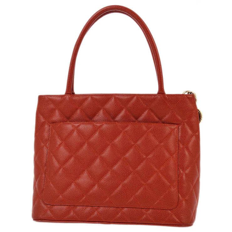 Chanel 2001–2003 Red Caviar Medallion Tote Handbag