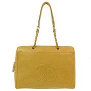 Chanel 1997-1999 Light Green Caviar Chain Shoulder Tote Bag