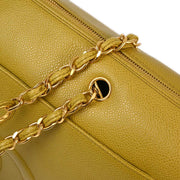 Chanel 1997-1999 Light Green Caviar Chain Shoulder Tote Bag