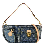 Louis Vuitton 2007 Blue Monogram Denim Patchwork Pouchy Handbag M95382