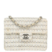 Chanel 2004-2005 White Tweed Mini Classic Square Flap Shoulder Bag 17