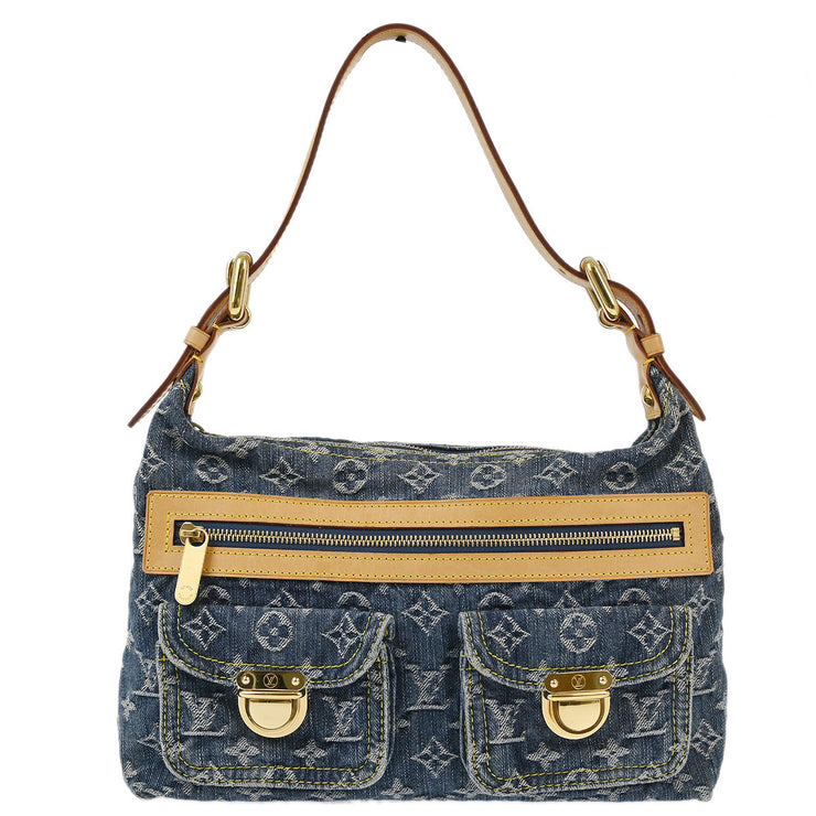 Louis Vuitton 2005 Blue Monogram Denim Baggy PM Shoulder Bag M95049