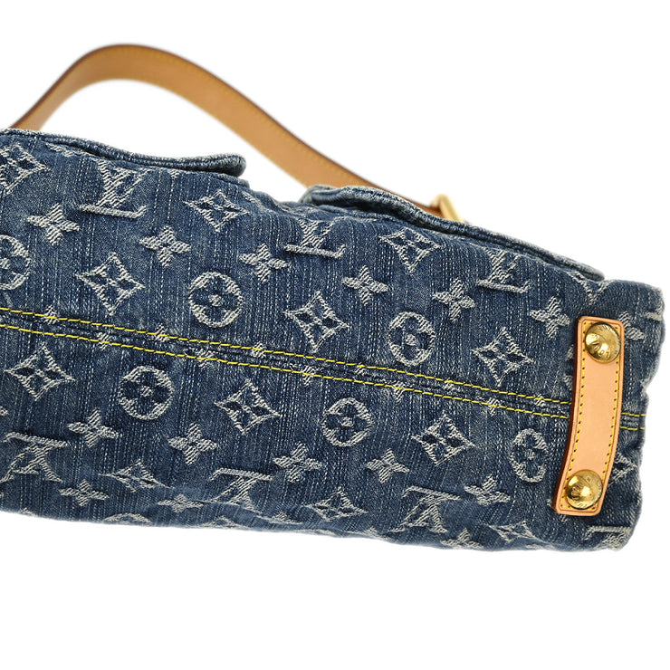 Louis Vuitton 2005 Blue Monogram Denim Baggy PM Shoulder Bag M95049