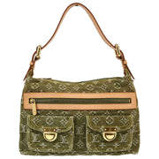 Louis Vuitton 2006 Green Monogram Denim Baggy PM Shoulder Bag M95213