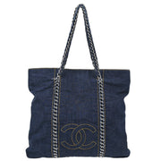 Chanel 2005-2006 Blue Denim Luxury Line Tote Handbag