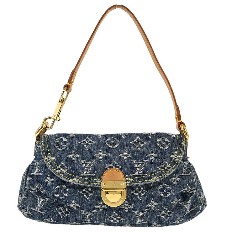 Louis Vuitton 2006 Blue Monogram Denim Mini Pleaty Handbag M95050