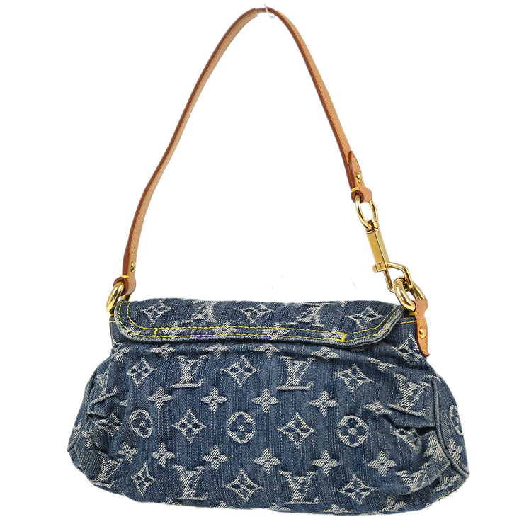 Louis Vuitton 2006 Blue Monogram Denim Mini Pleaty Handbag M95050