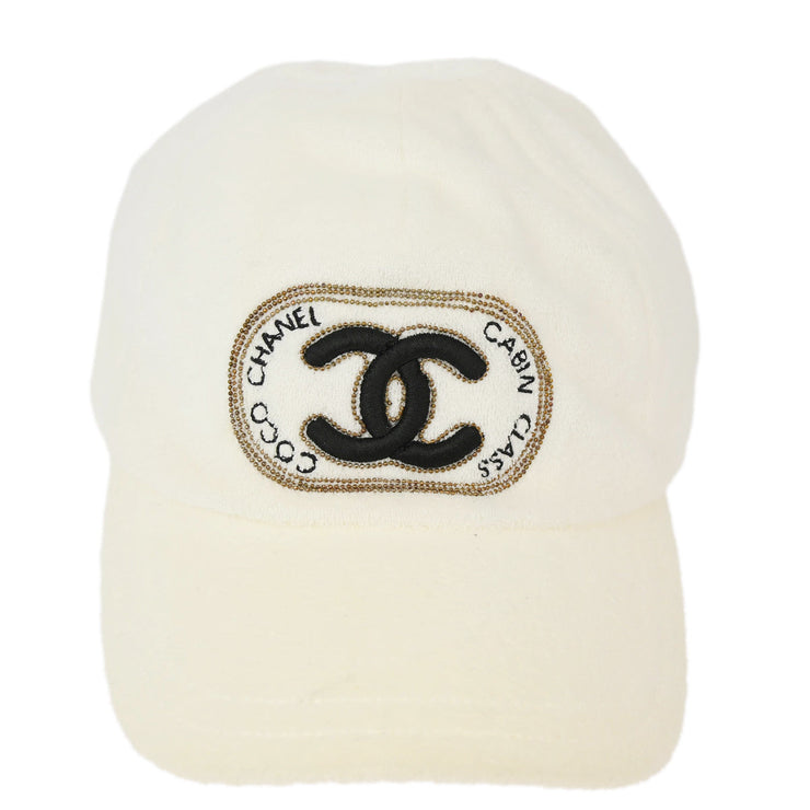 Chanel Cap Hat White #M Small Good