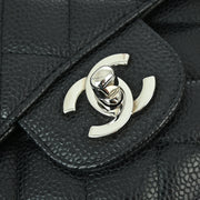 Chanel 2009-2010 Black Caviar Medium Classic Double Flap Shoulder Bag