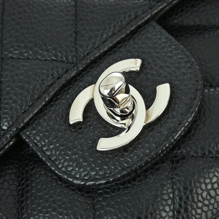 Chanel 2009-2010 Black Caviar Medium Classic Double Flap Shoulder Bag