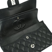 Chanel 2009-2010 Black Caviar Medium Classic Double Flap Shoulder Bag