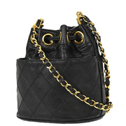 Chanel 1986-1988 Black Lambskin Bicolore Bucket Shoulder Bag