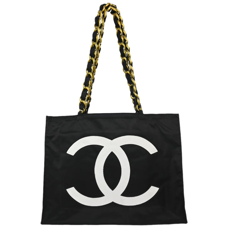 Chanel 1991-1994 Black Nylon Shoulder Tote Bag