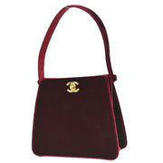 Chanel 1997-1999 Bordeaux Velvet Double Sided Turnlock Handbag