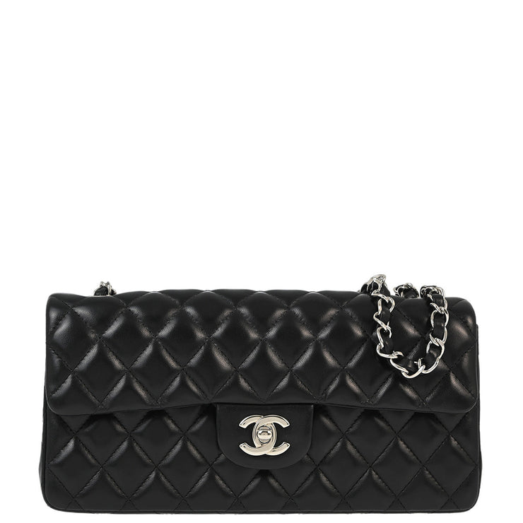 Chanel 2009-2010 Black Lambskin East West Shoulder Bag