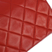 Chanel 1989-1991 Red Lambskin Turnlock Mini Full Flap Shoulder Bag