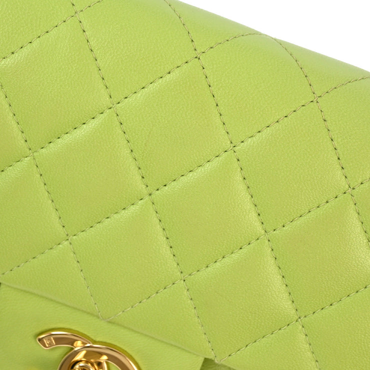 Chanel * 2001-2003 Green Lambskin Small Classic Double Flap Shoulder Bag