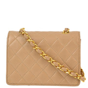 Chanel 1989-1991 Beige Lambskin Straight Flap Shoulder Bag