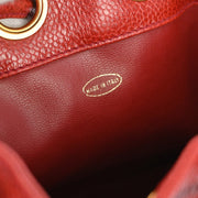 Chanel Red Caviar Triple CC Bucket Shoulder Bag