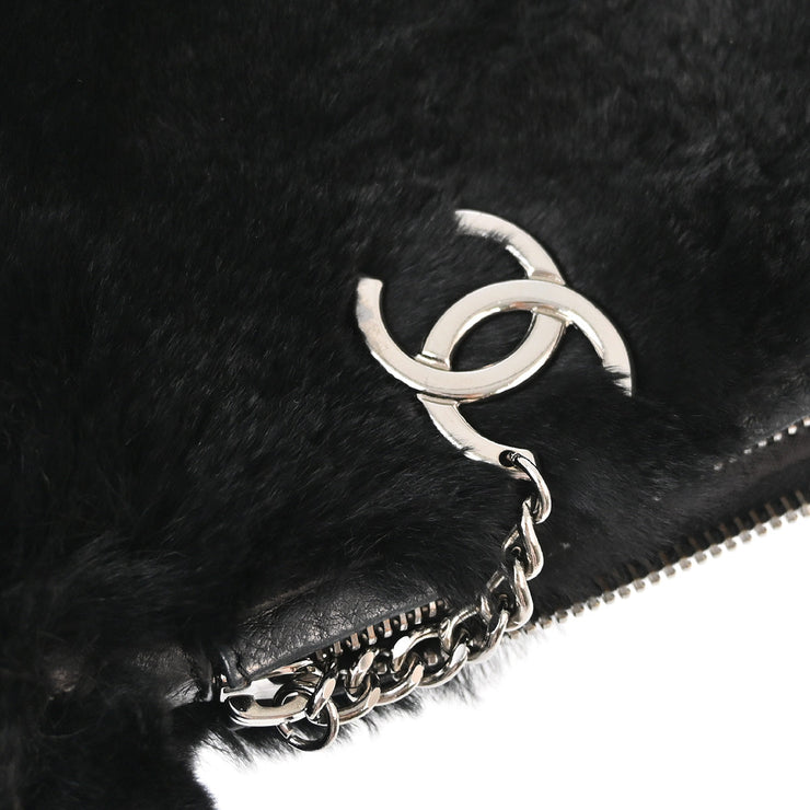 Chanel 2001-2003 Black Fur Chain Handbag