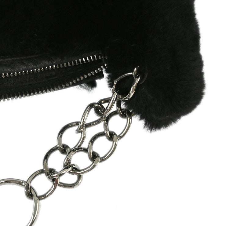 Chanel 2001-2003 Black Fur Chain Handbag