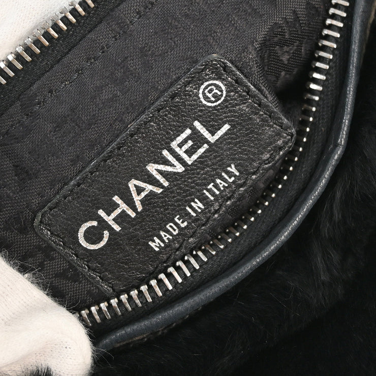 Chanel 2001-2003 Black Fur Chain Handbag