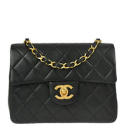 Chanel 1989-1991 Black Lambskin Mini Classic Square Flap Shoulder Bag 17