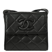 Chanel 1991-1994 Black Lambskin Straight Flap Shoulder Bag