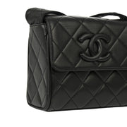 Chanel 1991-1994 Black Lambskin Straight Flap Shoulder Bag