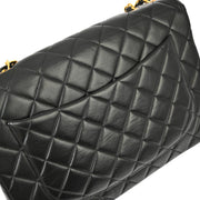 Chanel 1994-1996 Black Lambskin Jumbo Classic Flap Shoulder Bag