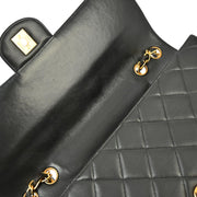 Chanel 1994-1996 Black Lambskin Jumbo Classic Flap Shoulder Bag