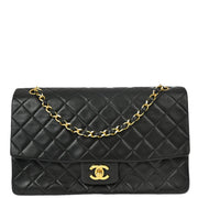 Chanel 1989-1991 Black Lambskin Single Flap Shoulder Bag