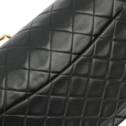 Chanel 1989-1991 Black Lambskin Single Flap Shoulder Bag