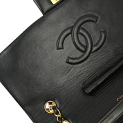 Chanel 1989-1991 Black Lambskin Single Flap Shoulder Bag