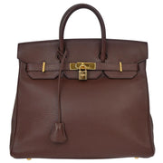 Hermes 1999 Brown Taurillon Clemence Haut a Courroies 32 Handbag