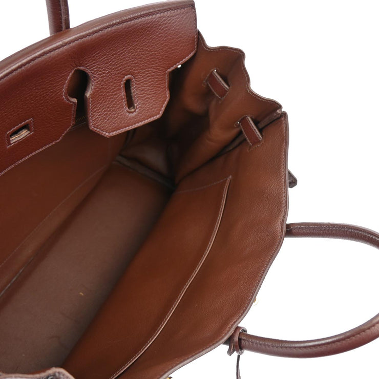 Hermes 1999 Brown Taurillon Clemence Haut a Courroies 32 Handbag