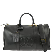 Chanel 1994-1996 Black Caviar 2way Duffle Shoulder Handbag