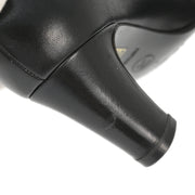 Chanel * Black Leather Pumps Shoes #37