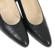 Chanel * Black Leather Pumps Shoes #37