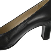 Chanel * Black Leather Pumps Shoes #37